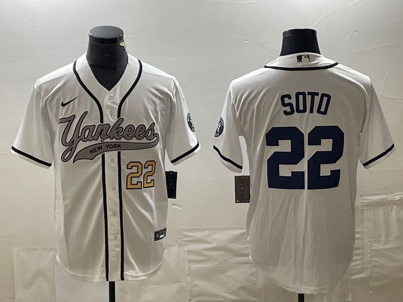 Men New York Yankees 22 Soto White Game Nike 2023 MLB Jersey style 2